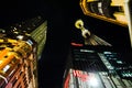 Night photography of Westfield Pitt St. Shopping Mall and centrepoint tower eye at Sydney Downtown.